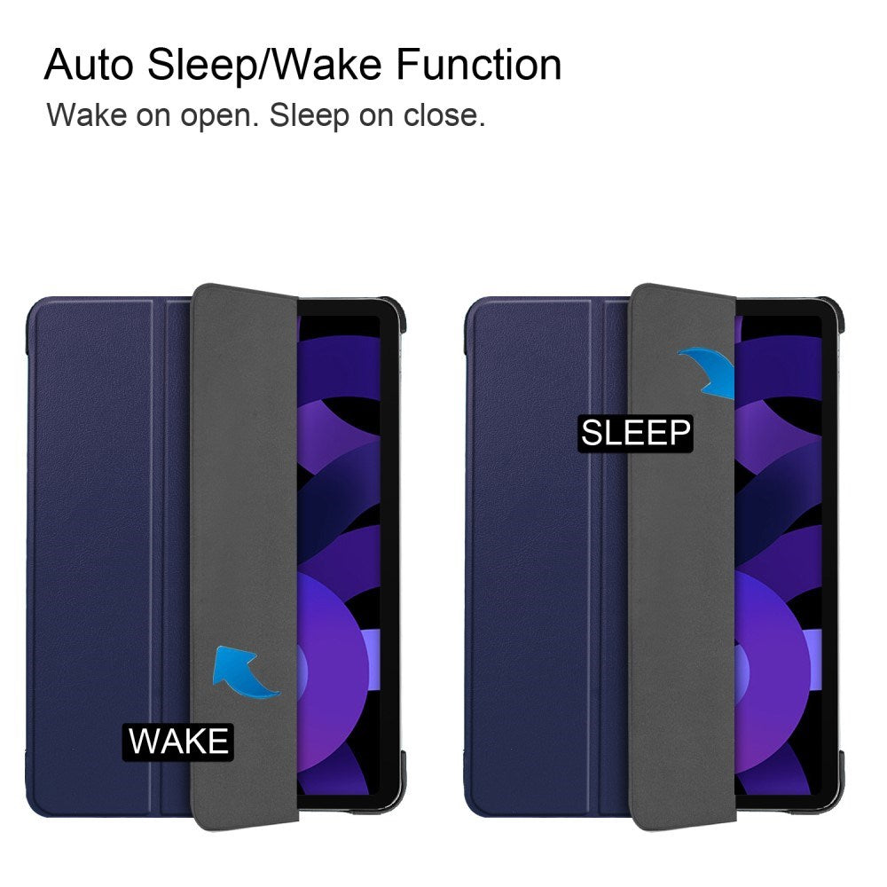 EIDERWOOD iPad Air 11" (2025 / 2024) Litchi Tri-Fold Læder Tablet Cover - Blå