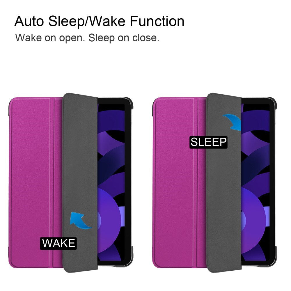 EIDERWOOD iPad Air 11" (2025 / 2024) Litchi Tri-Fold Læder Tablet Cover - Lilla