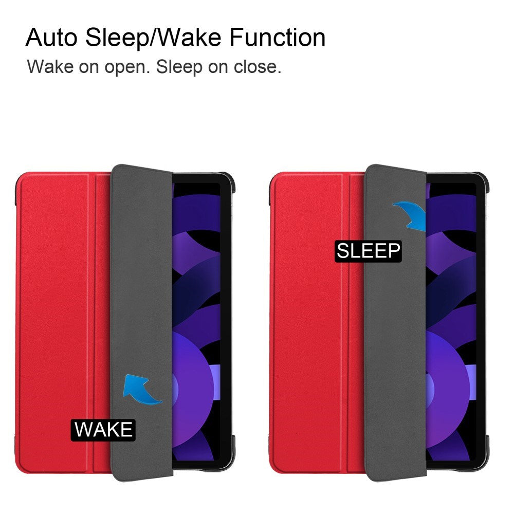 EIDERWOOD iPad Air 11" (2025 / 2024) Litchi Tri-Fold Læder Tablet Cover - Rød