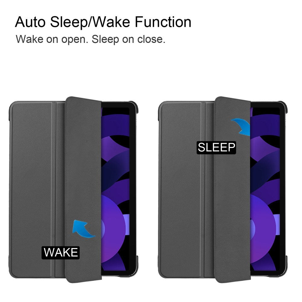 EIDERWOOD iPad Air 11" (2025 / 2024) Litchi Tri-Fold Læder Tablet Cover - Grå