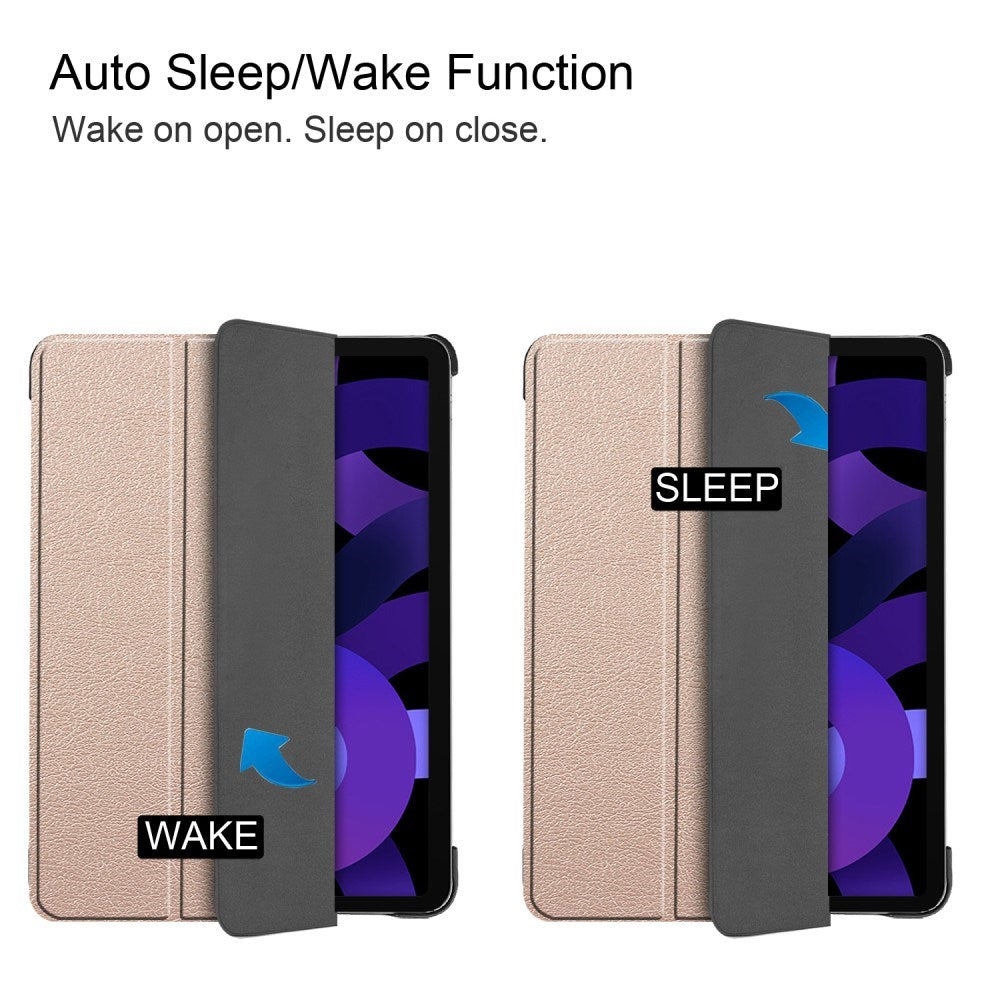 EIDERWOOD iPad Air 11" (2025 / 2024) Litchi Tri-Fold Læder Tablet Cover - Guld