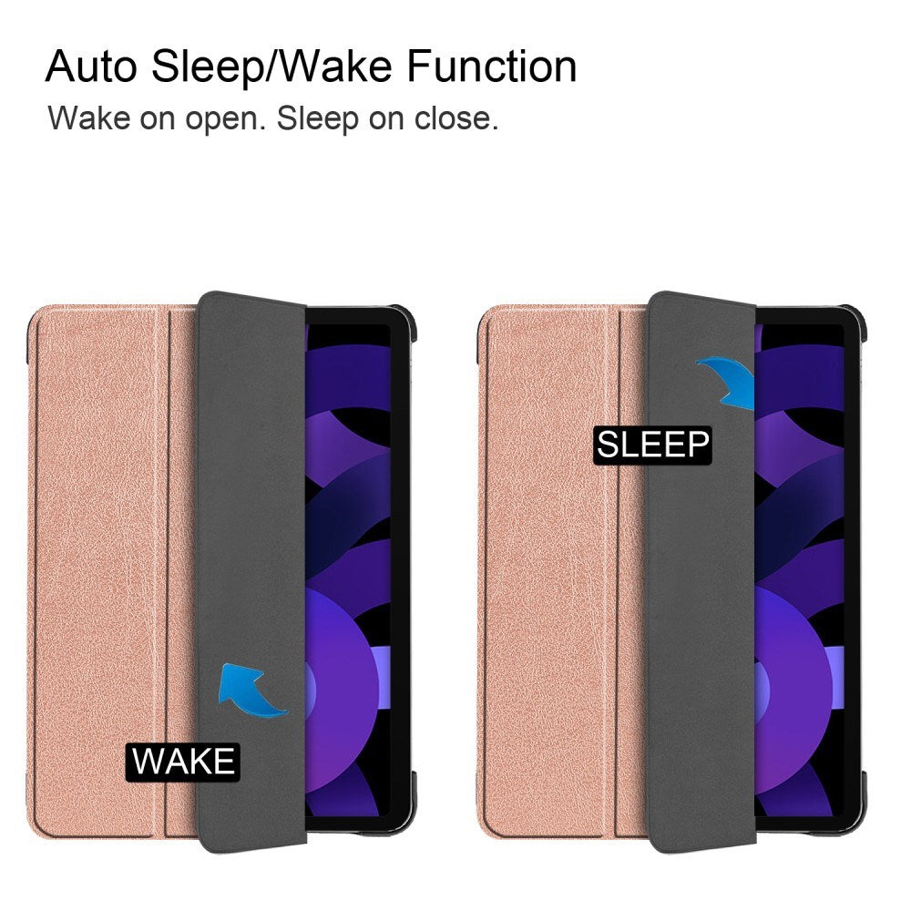 EIDERWOOD iPad Air 11" (2025 / 2024) Litchi Tri-Fold Læder Tablet Cover - Rose Gold