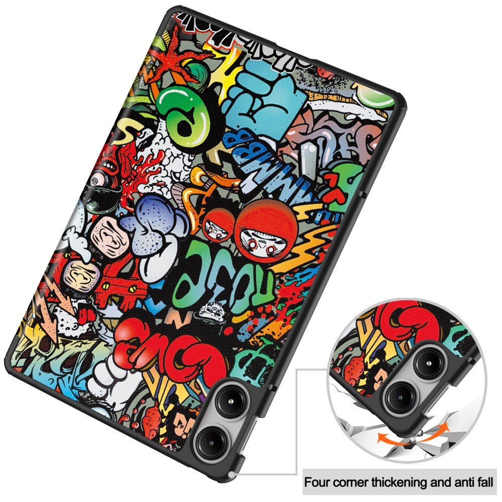 EDIERWOOD Xiaomi Redmi Pad Pro Tri-Fold Kunstlæder Tablet Cover m. Vågeblus Funktion - Graffiti