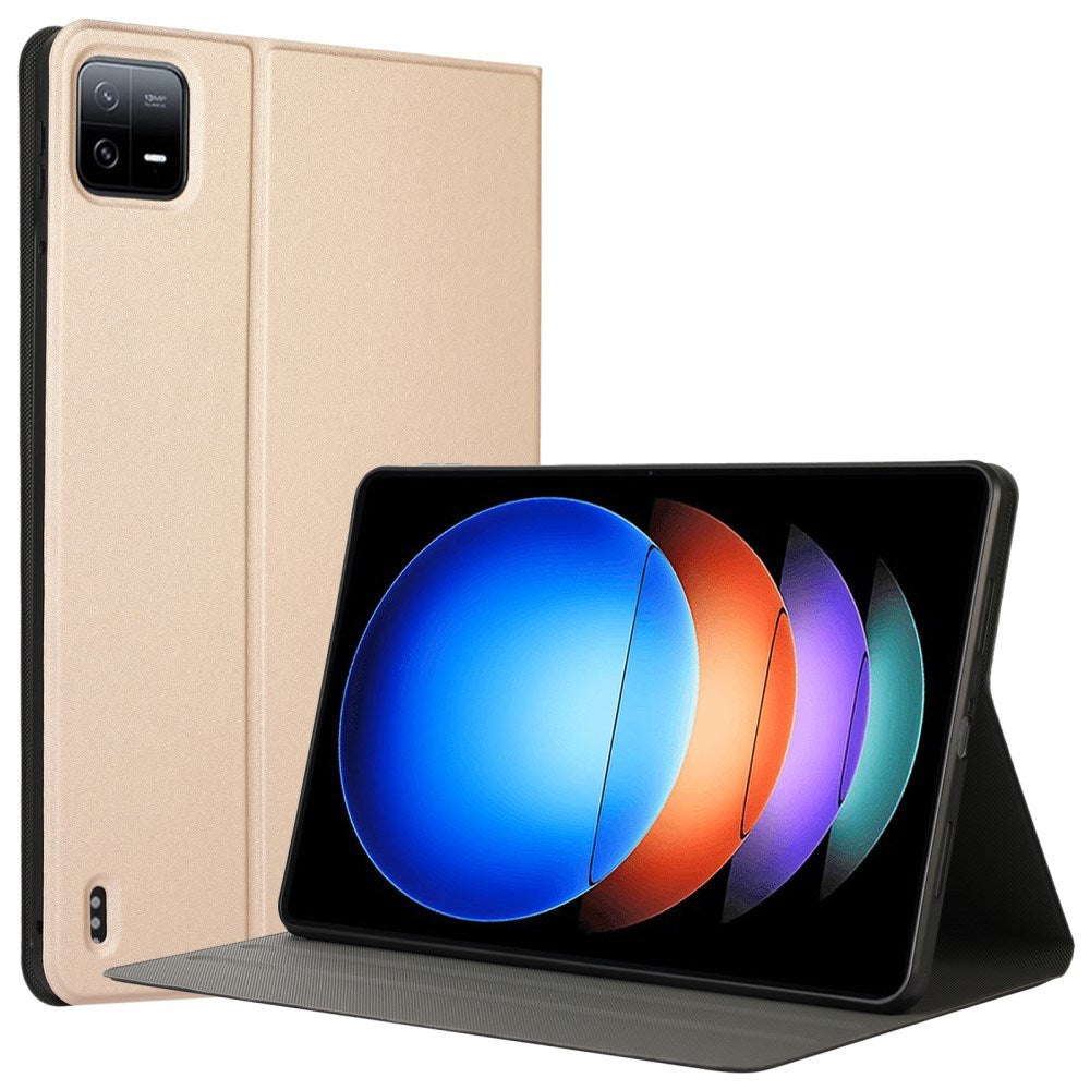 EIDERWOOD Xiaomi Pad 6S Pro Vegansk Læder Tablet Cover m. Foldefunktion - Guld