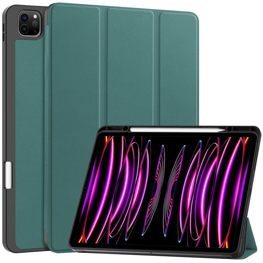 EIDERWOOD iPad Air 13" (2026 / 2025 / 2024) Tri-Fold Kunst Læder Tablet Cover m. Apple Pencil Holder - Grøn