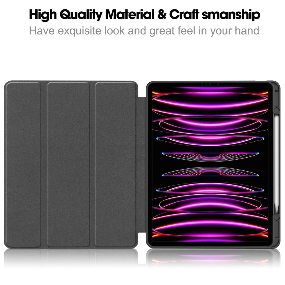 EIDERWOOD iPad Air 13" (2025 / 2024) Tri-Fold Kunst Læder Tablet Cover m. Apple Pencil Holder - Rød