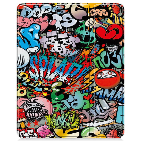 EIDERWOOD iPad Air 13" (2024) Tri-Fold Kunstlæder Tablet Cover m. Vågeblus Funktion - Graffiti