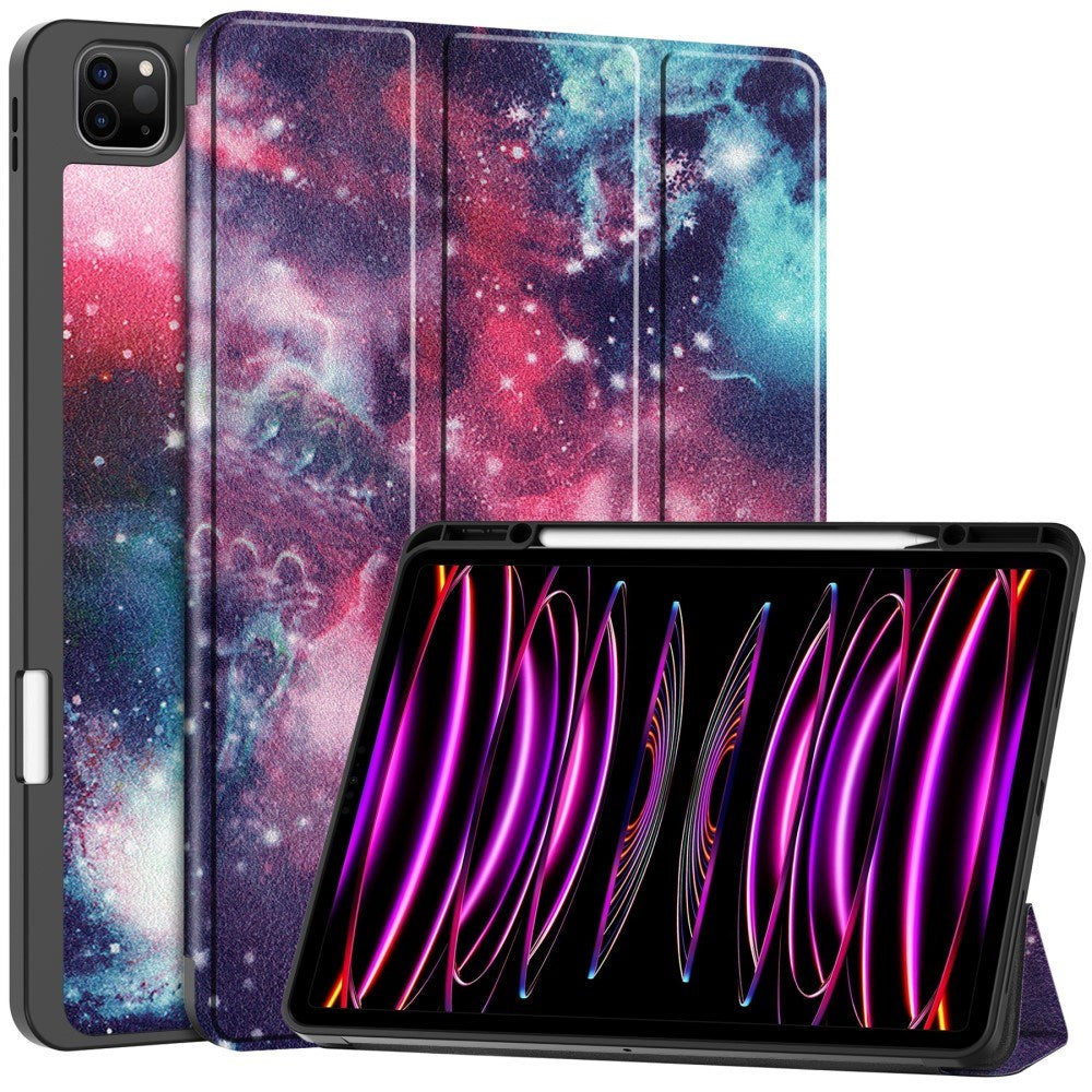 EIDERWOOD iPad Air 13" (2025 / 2024) Tri-Fold Kunstlæder Tablet Cover m. Vågeblus Funktion - Galakse