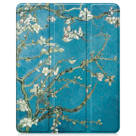 EIDERWOOD iPad Air 13" (2024) Tri-Fold Kunstlæder Tablet Cover m. Vågeblus Funktion - Blomster