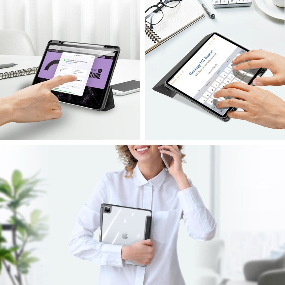DUX DUCIS iPad Pro 13" (2025 / 2024) Shockproof Flip Cover m. Penholder - TOBY Series - Gennemsigtig / Sort