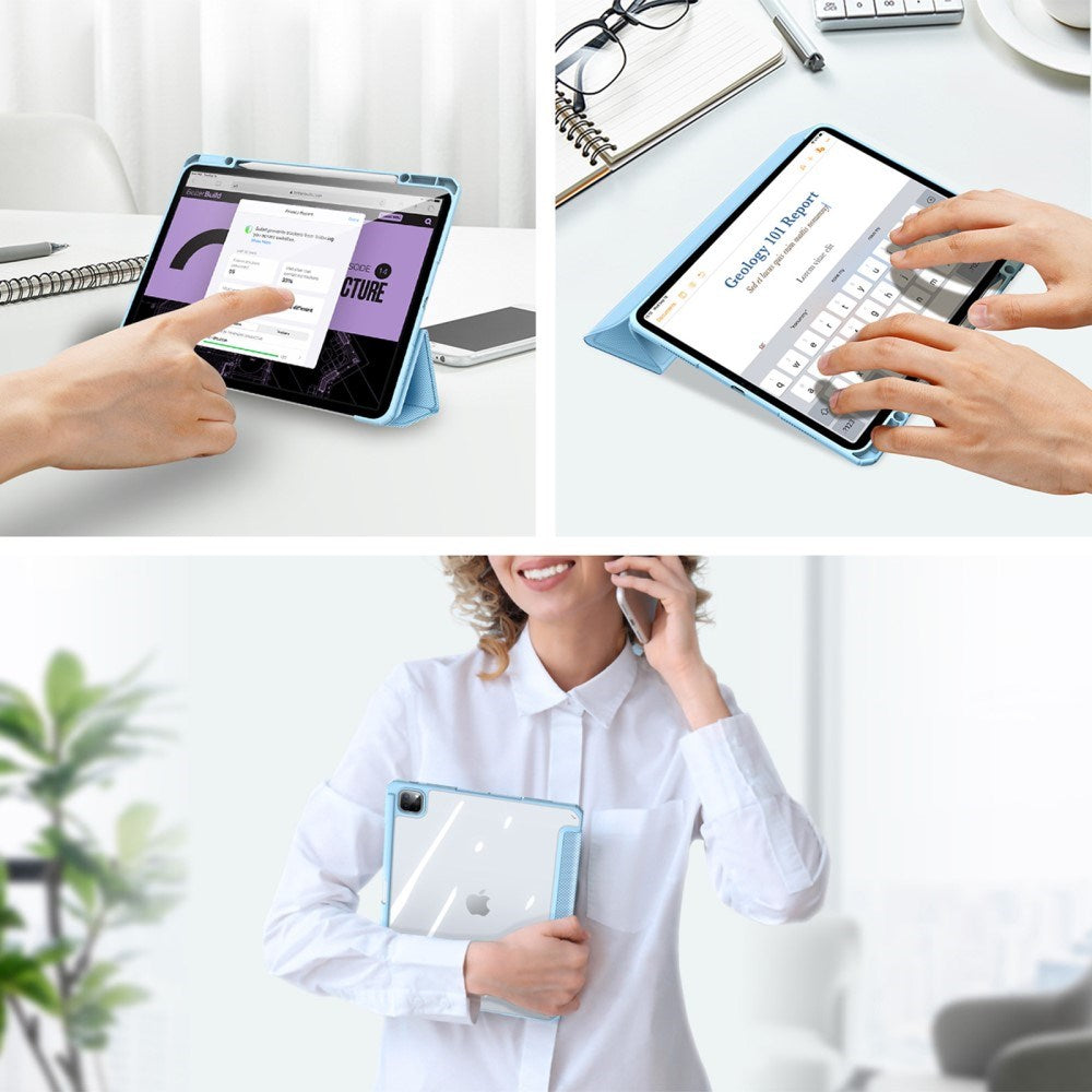 DUX DUCIS iPad Pro 13" (2025 / 2024) Shockproof Flip Cover m. Penholder - TOBY Series - Gennemsigtig / Lyseblå