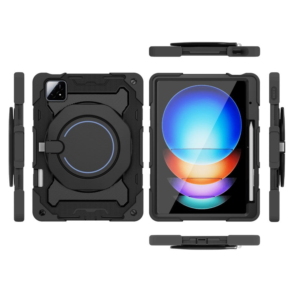 EIDERWOOD Xiaomi Pad 6S Pro Tablet Cover m. Roterende Kickstand og Pen Holder - Sort