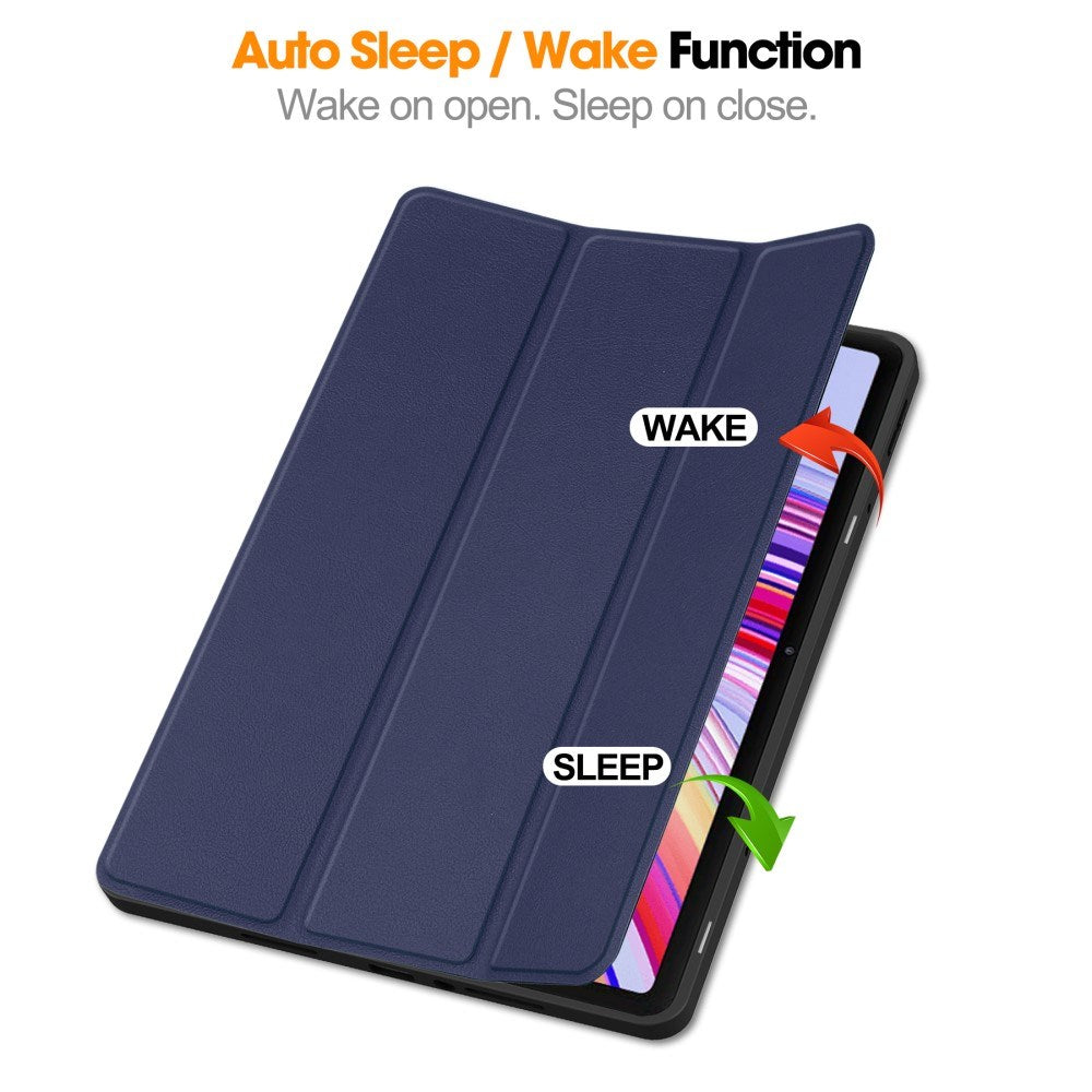 EIDERWOOD Xiaomi Redmi Pad Pro Tri-Fold Kunst Læder Tablet Cover m. Stylus Pencil Holder - Blå