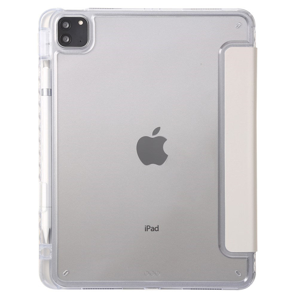 EIDERWOOD iPad Pro 13" (2025 / 2024) Tri-Fold Kunst Læder Tablet Cover m. Apple Pencil Holder - Creme