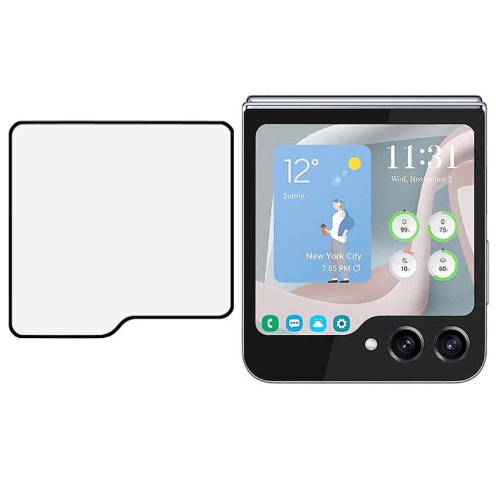 Samsung Galaxy Z Flip7 FE / Flip6 Glas Beskyttelse til Frontskærmen - Sort Kant
