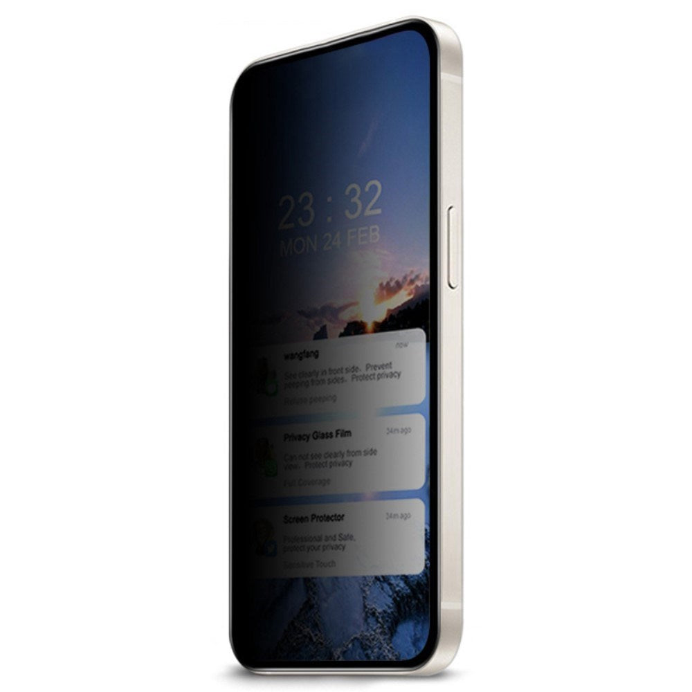 Google Pixel 9 / 9 Pro Glas Mobil Skærmbeskyttelse m. Privacy - Full-fit - Sort Kant