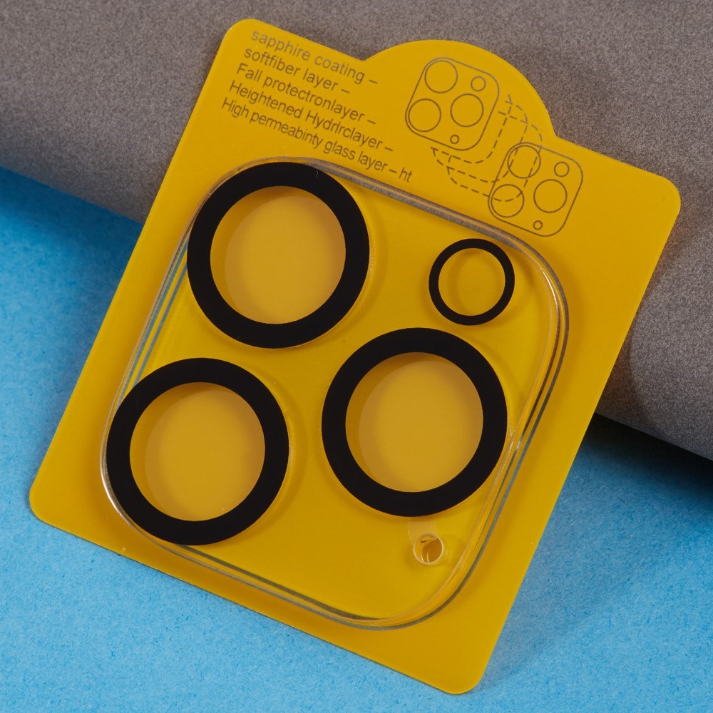 iPhone 16 Pro Max Hærdet Kamera Beskyttelsesglas - Gennemsigtig / Sort