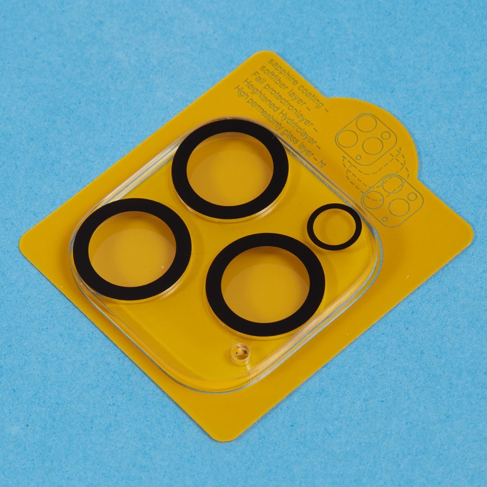 iPhone 16 Pro Max Hærdet Kamera Beskyttelsesglas - Gennemsigtig / Sort