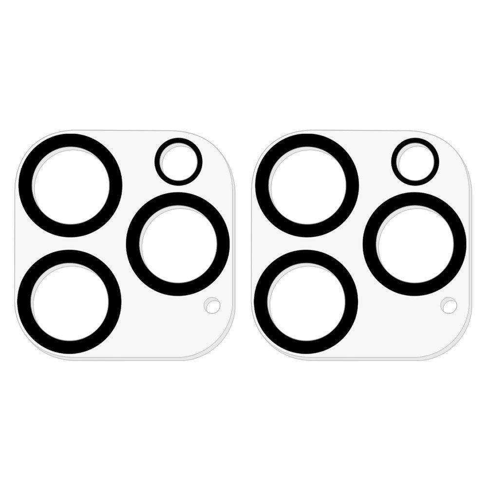 iPhone 16 Pro / 16 Pro Max Kameralinse Beskyttelse i Hærdet Glas - 2-pack - Gennemsigtig / Sort