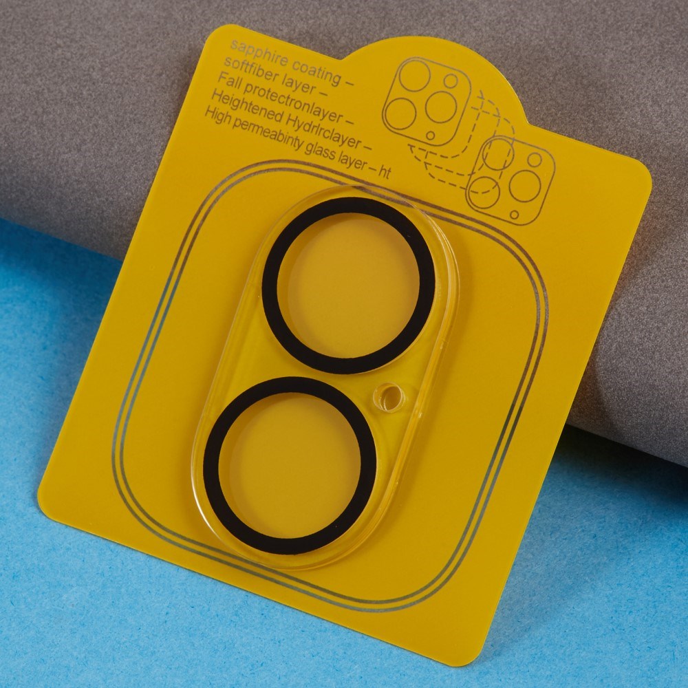 iPhone 16 / 16 Plus 2 Stk. Hærdet Kamera Beskyttelsesglas - Gennemsigtig m. Sort Kant