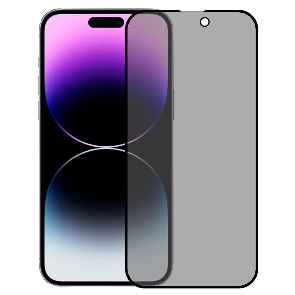 iPhone 16 Hærdet Glas Mobil Skærmbeskyttelse m. Privacy - Full-Fit - Sort Kant