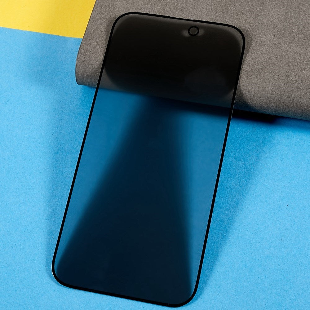iPhone 16 Hærdet Glas Mobil Skærmbeskyttelse m. Privacy - Full-Fit - Sort Kant