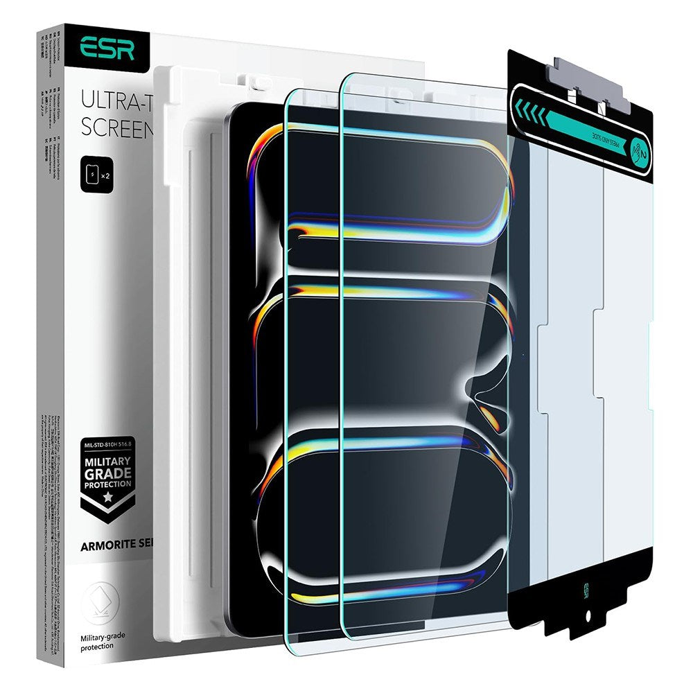 ESR iPad Pro 11" (2025 / 2024) Skærmbeskyttelse m. Monteringsramme - 2 Stk. - Gennemsigtig