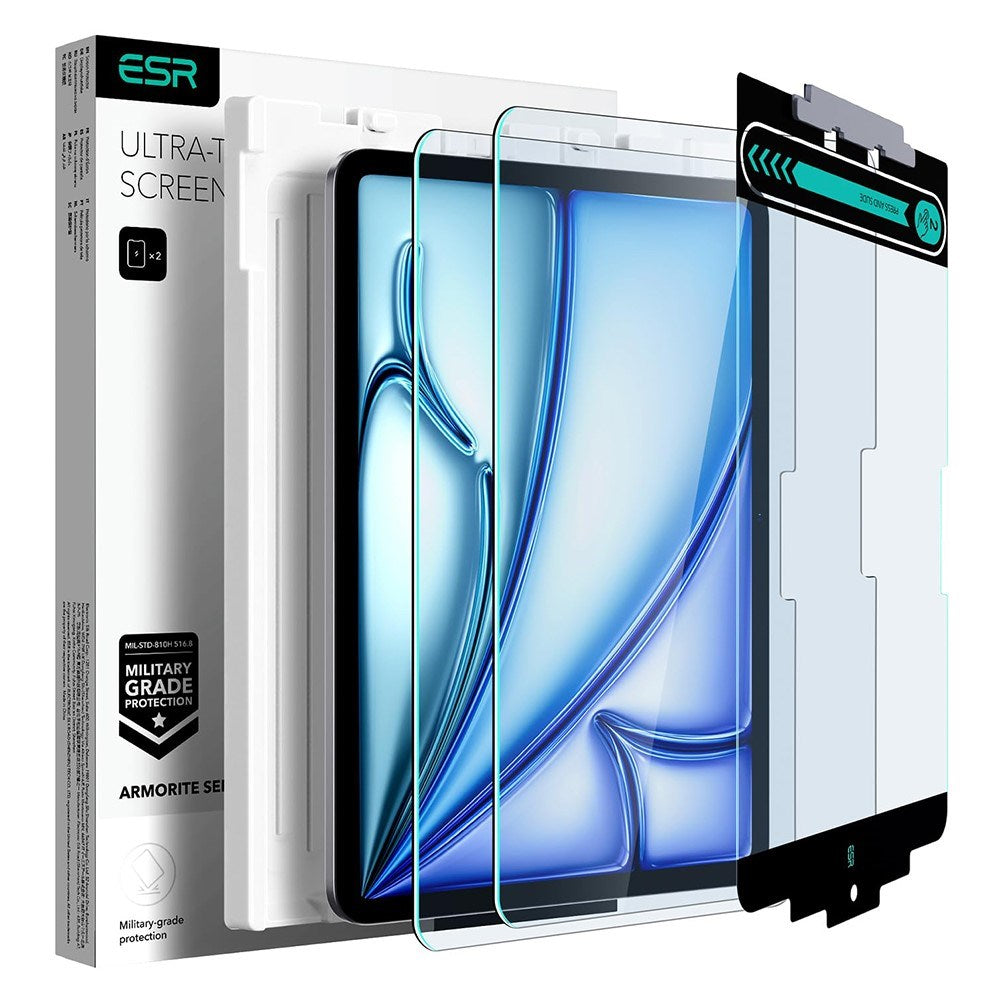 ESR iPad Air 11" (2025 / 2024) Skærmbeskyttelse m. Monteringsramme - 2 Stk. - Gennemsigtig