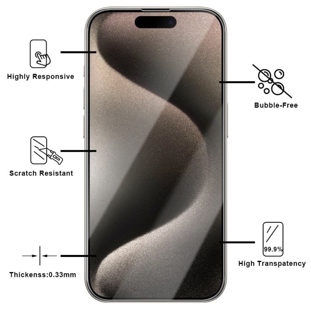 Skærmbeskyttelse iPhone 16 2.5D Hærdet Glas - Case Friendly - Gennemsigtig
