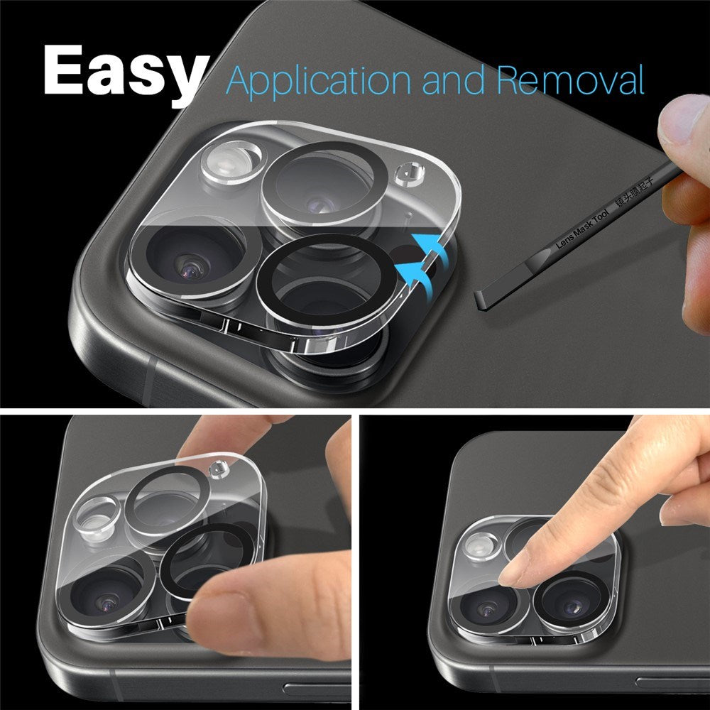 iPhone 16 Pro / 16 Pro Max NORTHJO Hærdet Kameralinsebeskyttelsesglas - 2 stk. - Gennemsigtig / Sort Kant