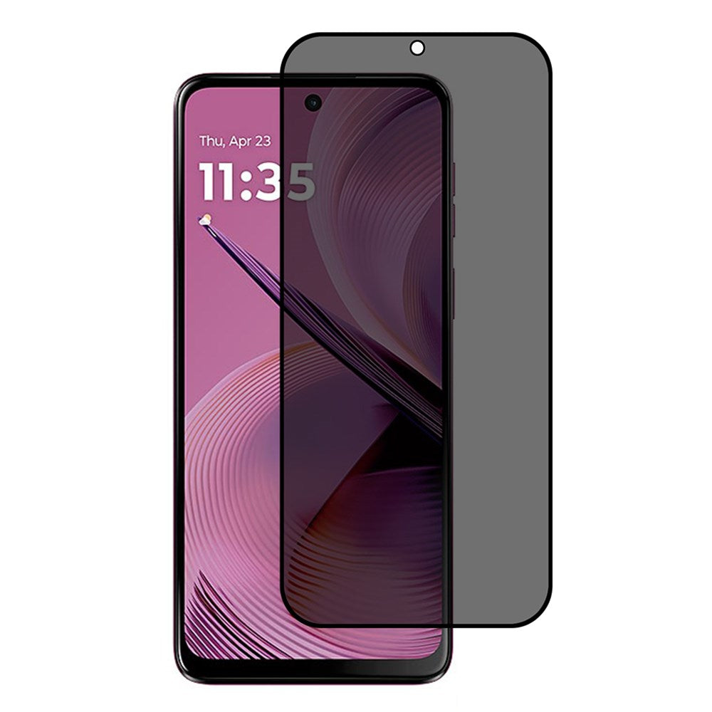 Privacy Skærmbeskyttelse til Motorola Moto G55 5G - Hærdet Glas, Fuld Dækning og Silk Print