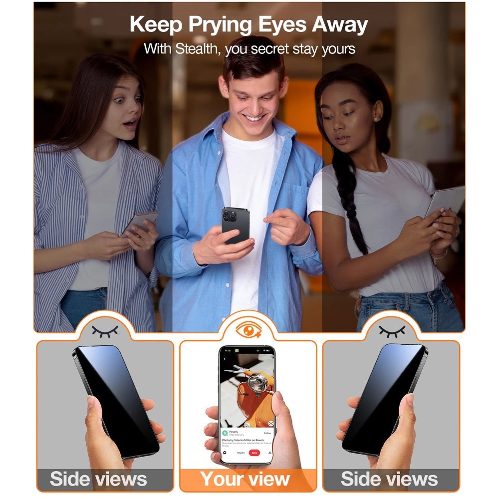 TORRAS - iPhone 16 - Full Fit Skærmbeskyttelse m. Installationsramme - Privacy Funktion - Gennemsigtig