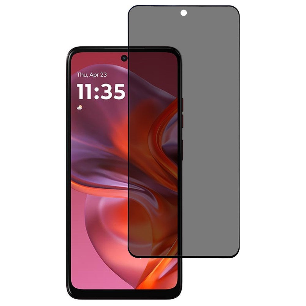 Motorola Moto G15 / G05 - Full Fit Hærdet Skærmbeskyttelsesglas - Privacy Funktion - Gennemsigtig