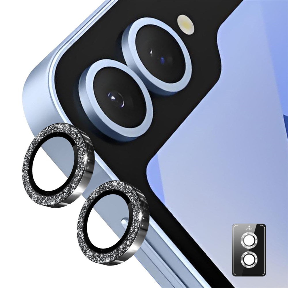 Samsung Galaxy Z Flip7 ENKAY Glitter Kameralinsebeskyttelse - Sort