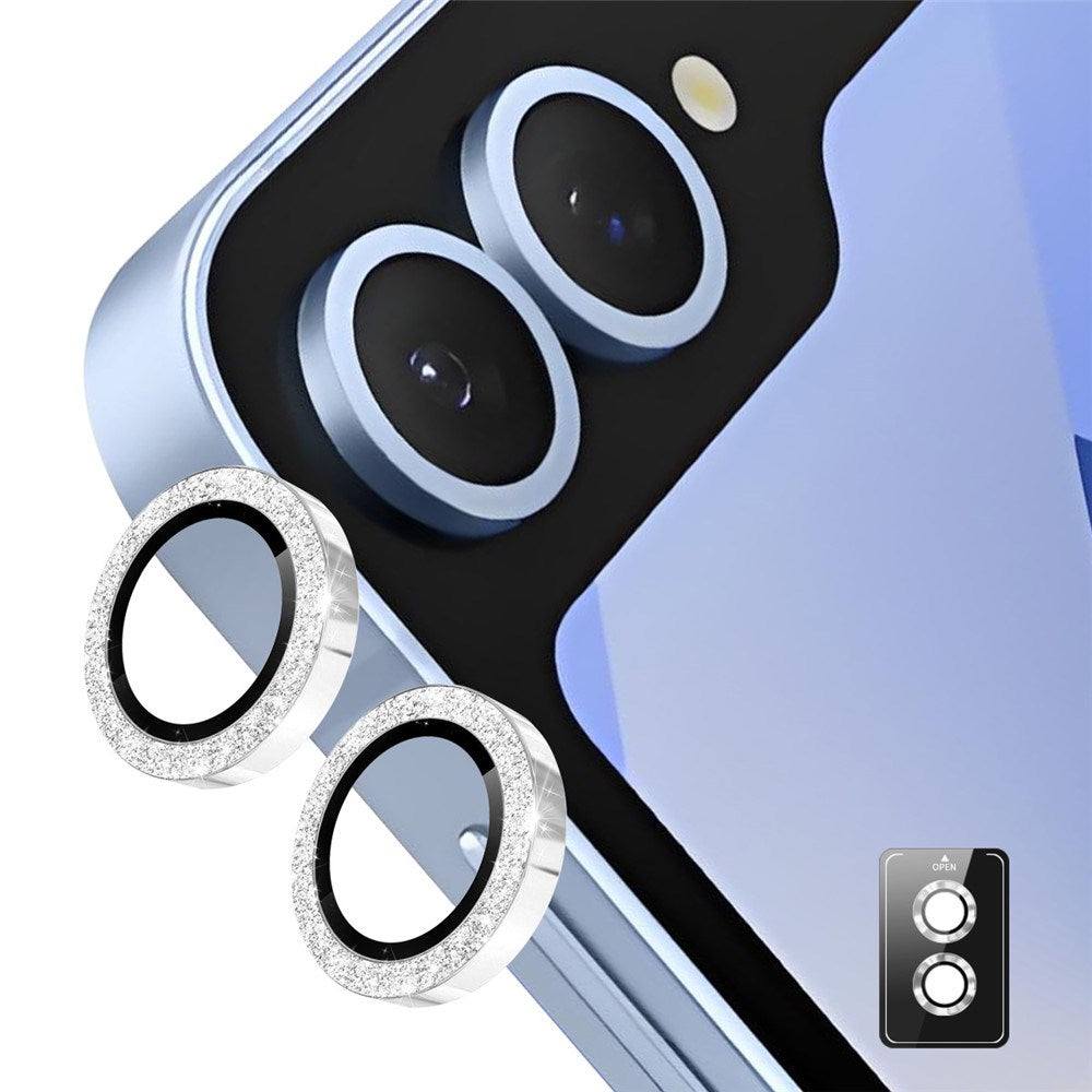 Samsung Galaxy Z Flip7 ENKAY Glitter Kameralinsebeskyttelse - Sølv