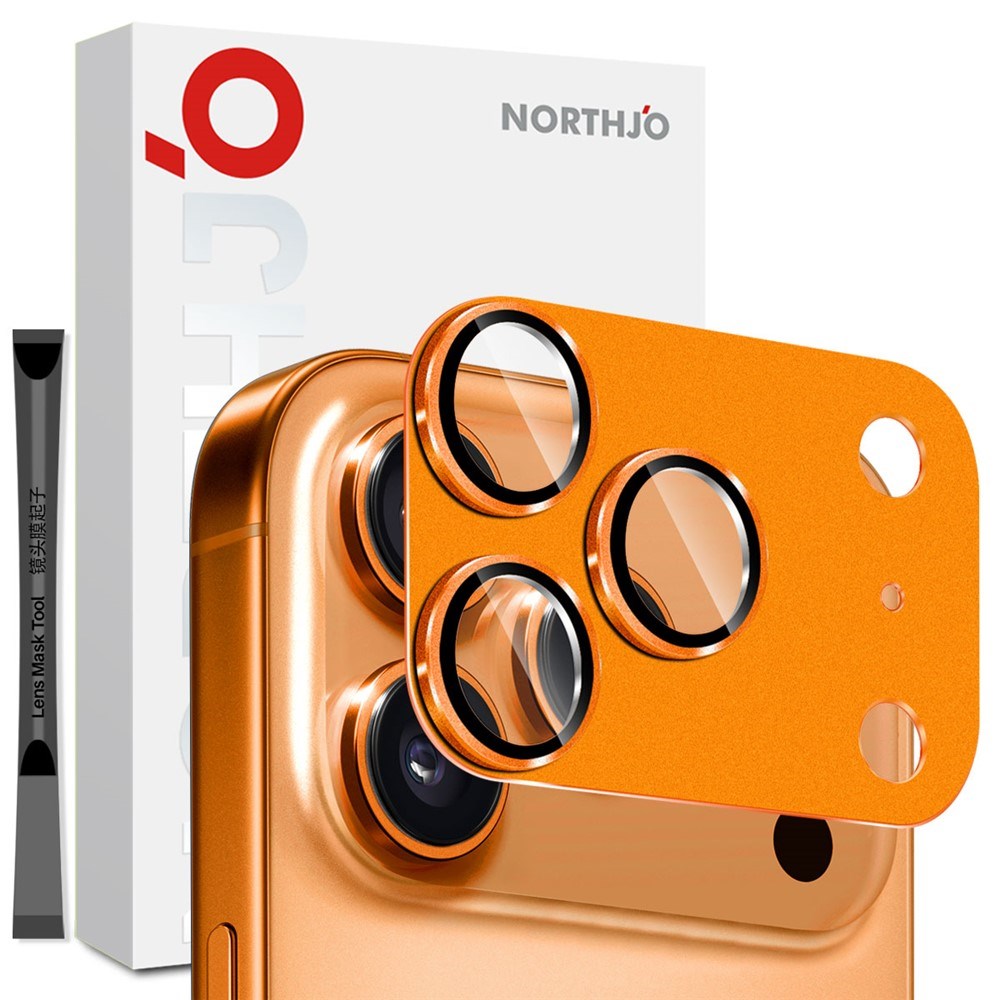 iPhone 17 Pro NORTHJO Kameralinsebeskyttelse - Mat Metal & Glas - Orange