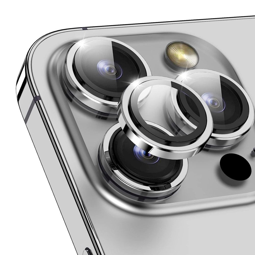 Kameralinse Beskyttelsesglas til iPhone 15 Pro / 15 Pro Max - Sølv