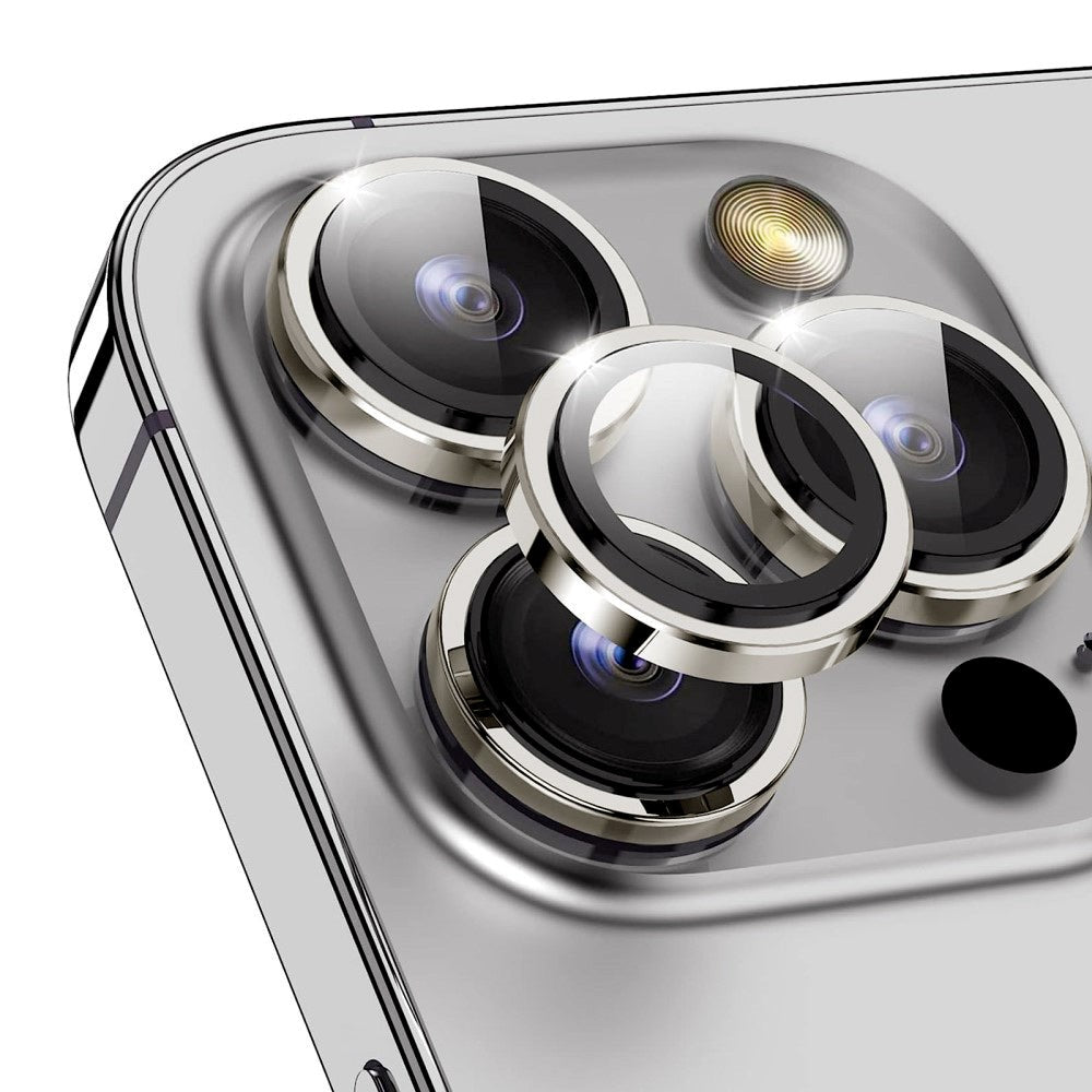 Kameralinse Beskyttelsesglas til iPhone 15 Pro / 15 Pro Max - Grå / Sølv