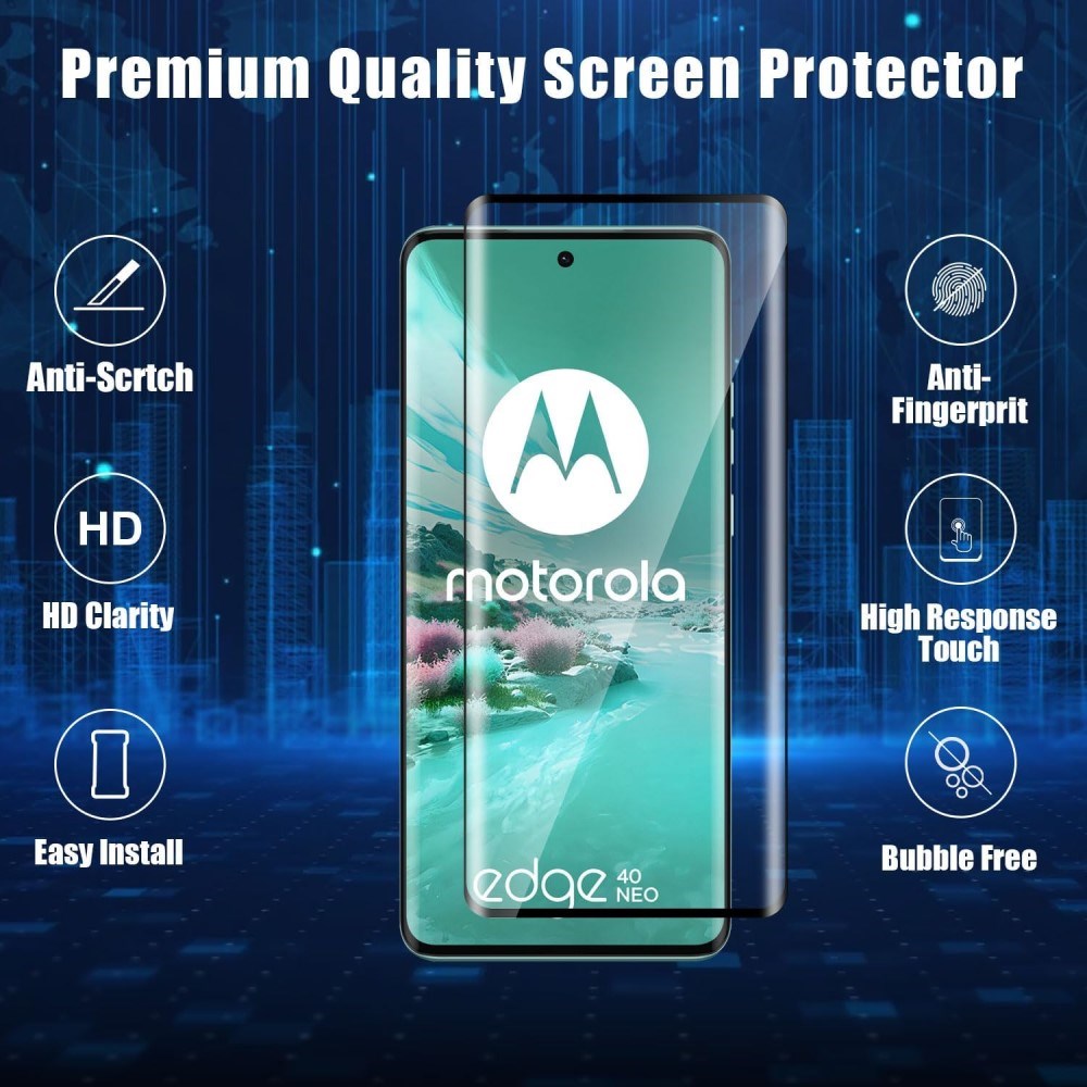 Motorola Edge 40 Neo Hærdet Glas - Skærmbeskyttelse - Full Fit - Sort Kant