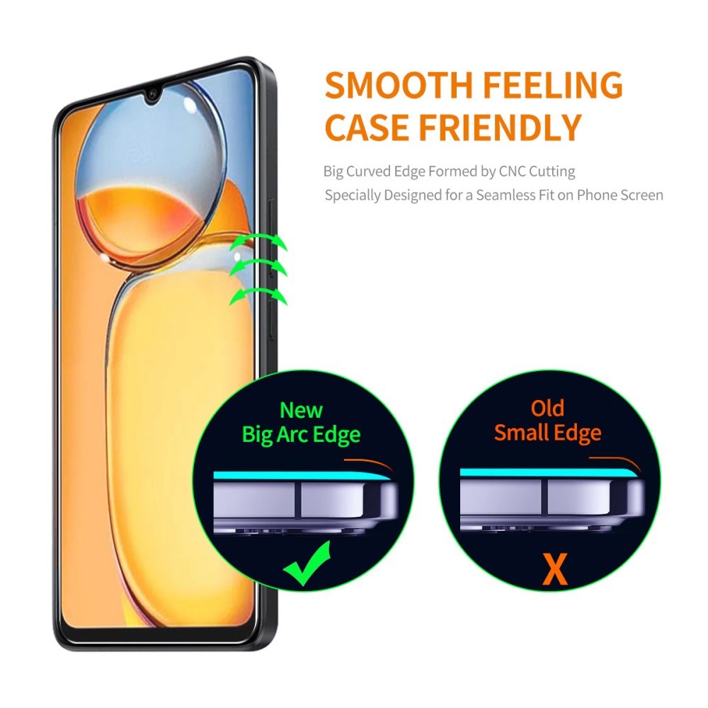 Xiaomi Poco C65 / Remi 13C ENKAY Hærdet Glas Skærmbeskyttelse - Case Friendly - Sort / Gennemsigtig