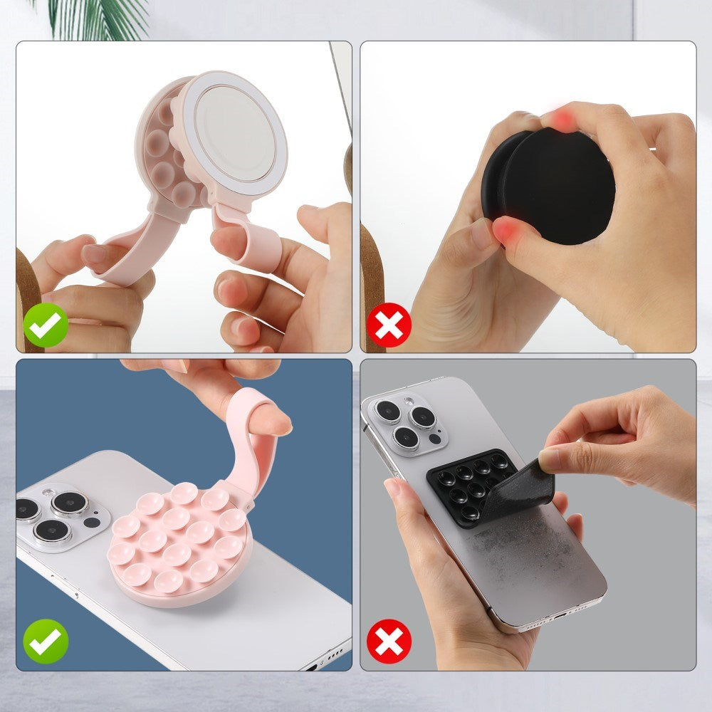 Silikone Sugekop Mobilholder - MagSafe Kompatibel - Lyserød