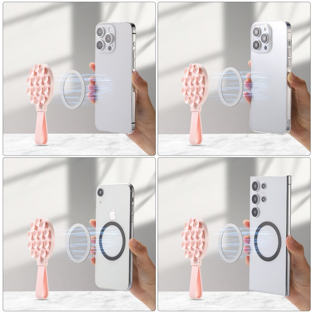 Silikone Sugekop Mobilholder - MagSafe Kompatibel - Lyserød