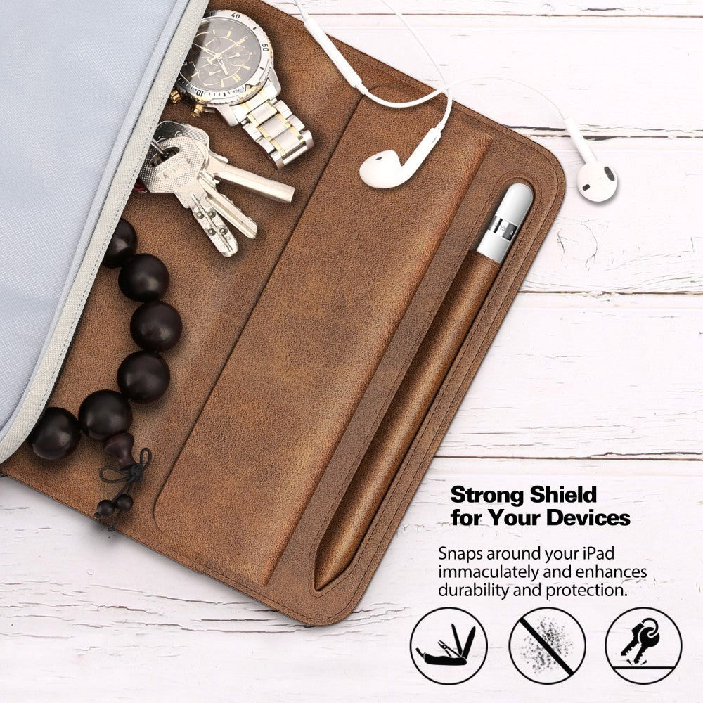 iPad 9.7 / 10.2 / 10.5 / 11" (19cm x 26cm x 7mm) Kunstlæder Shockproof Tablet Sleeve - Light Brown