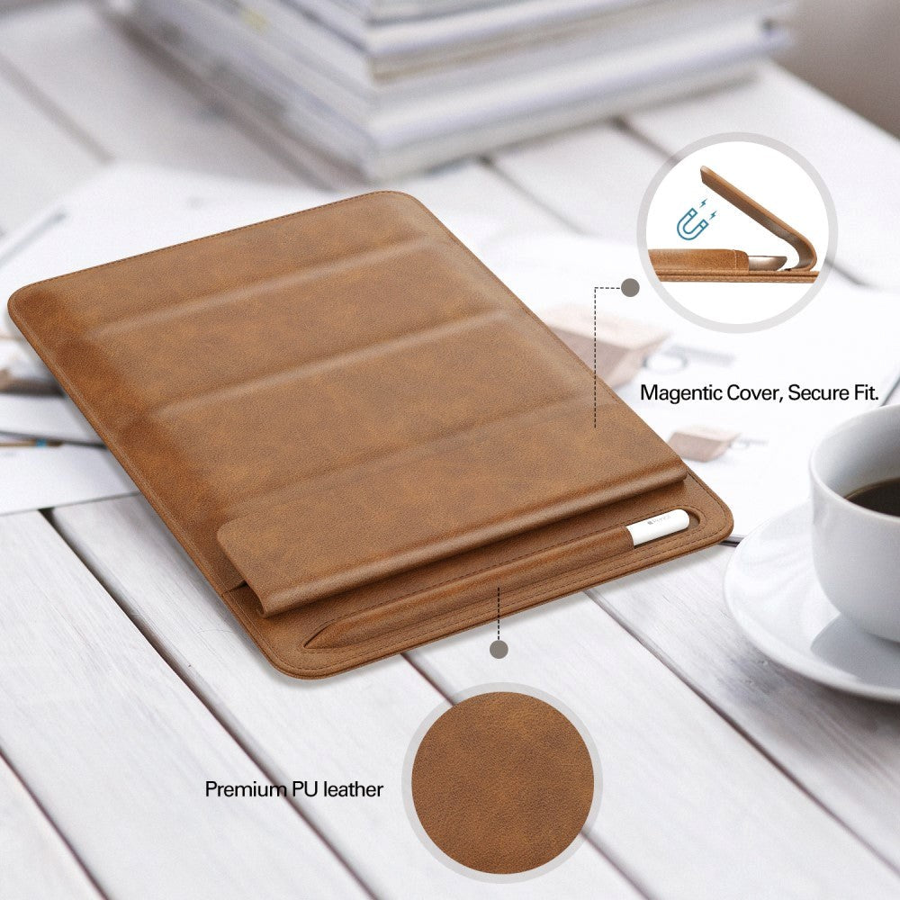 iPad 9.7 / 10.2 / 10.5 / 11" (19cm x 26cm x 7mm) Kunstlæder Shockproof Tablet Sleeve - Light Brown