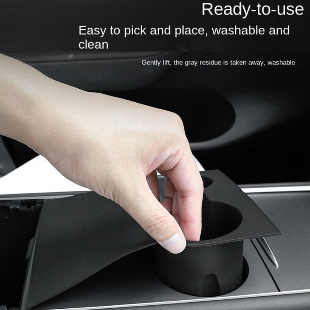 Armlæn Konsol Silikone Kopholder til Tesla Model 3 (2017-22) / Model Y (2021-22) - Grå