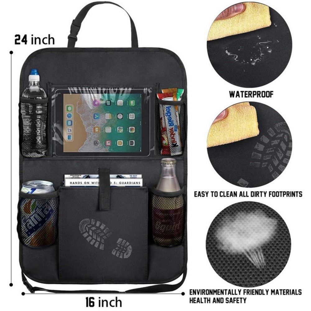 Bagsæde Organizer m. Touchable Tablet Holder & Opbevaring - Sort