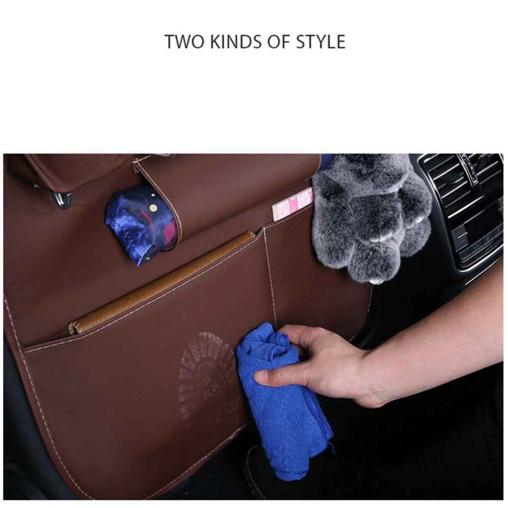 Bagsæde Organizer i Læder m. Opbevaring til Paraply & Drikkeflasker - Sort