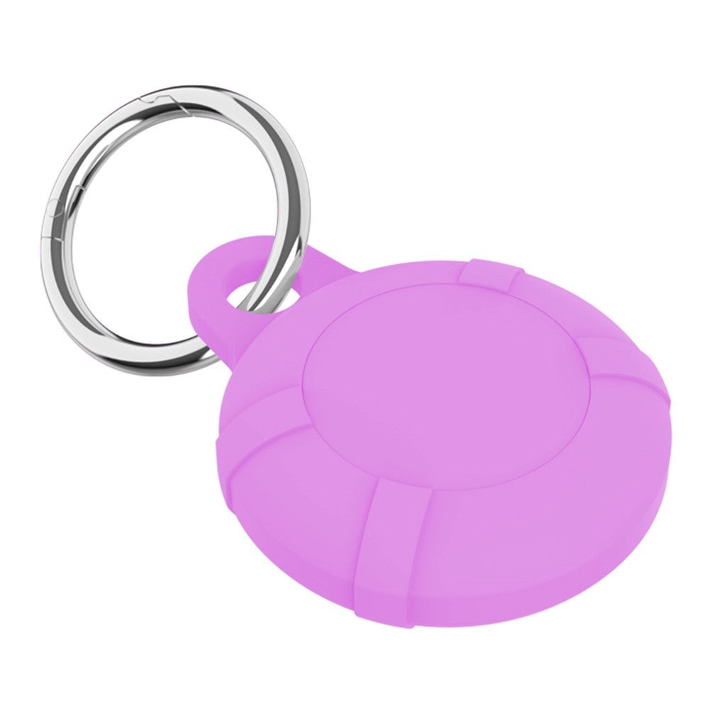 Silikone Etui til AirTag 1. & 2. Gen. m. Nøglering - Lys Lilla