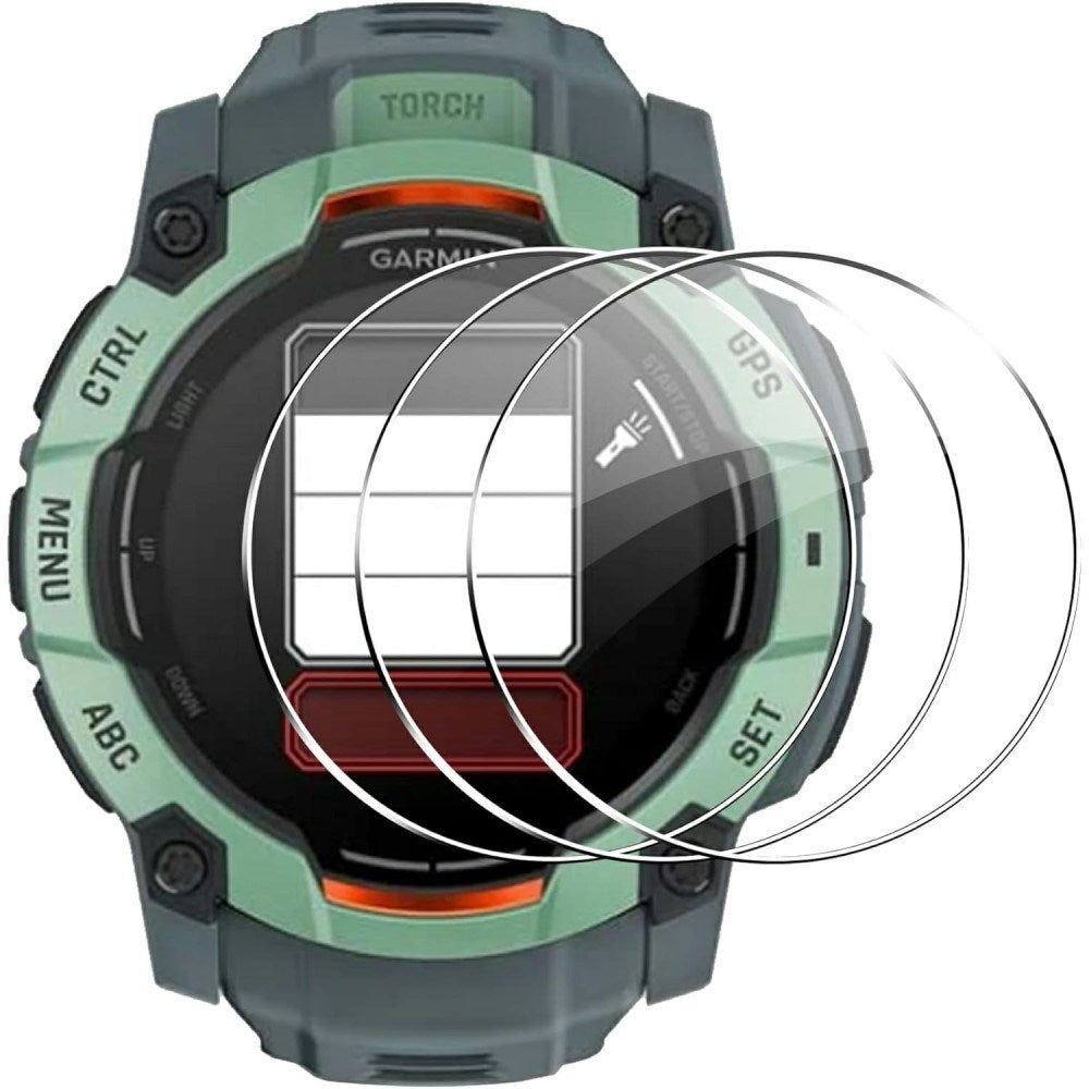 Garmin Instinct 3 AMOLED (50mm) - Hærdet Beskyttelsesglas - 3 stk - Gennemsigtig