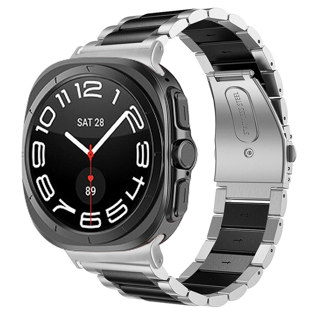 EIDERWOOD Samsung Galaxy Watch Ultra (47mm) Rustfrit Metal Smartwatch Rem - Sølv / Sort